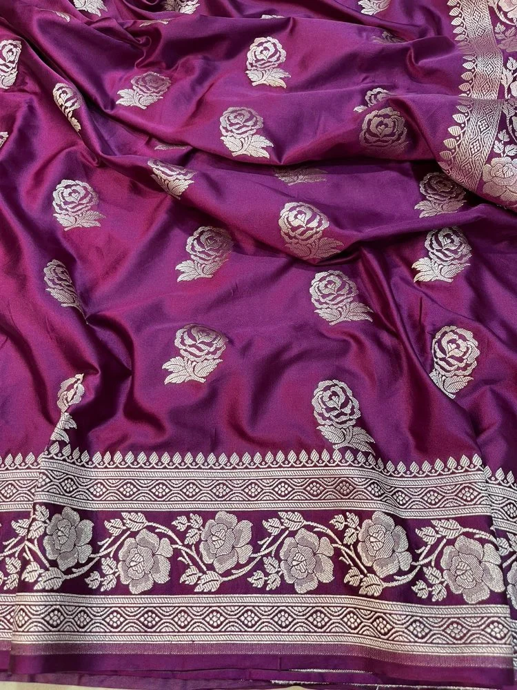 BEAUTIFUL-MASHRU-SILK-SAREE-WITH-ELEGANT-ROSE-MOTIFS-IN-WINE-COLOR